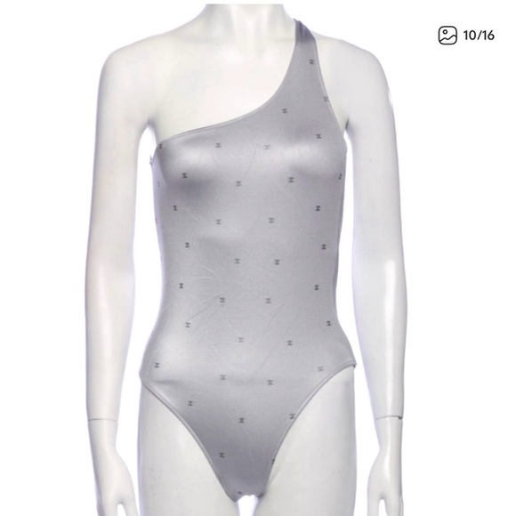 CHANEL Other - CHANEL Silver CC Logo Swim/body Suit - Size 42